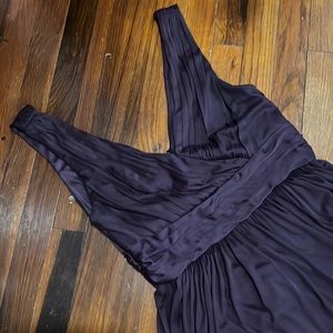 David’s Bridal Plum Bridesmaid Dress pleated V Neck
